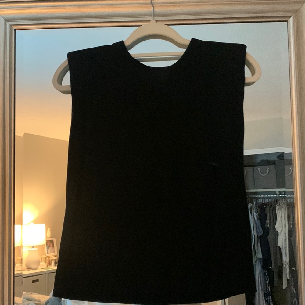 Black tank with shoulder pads